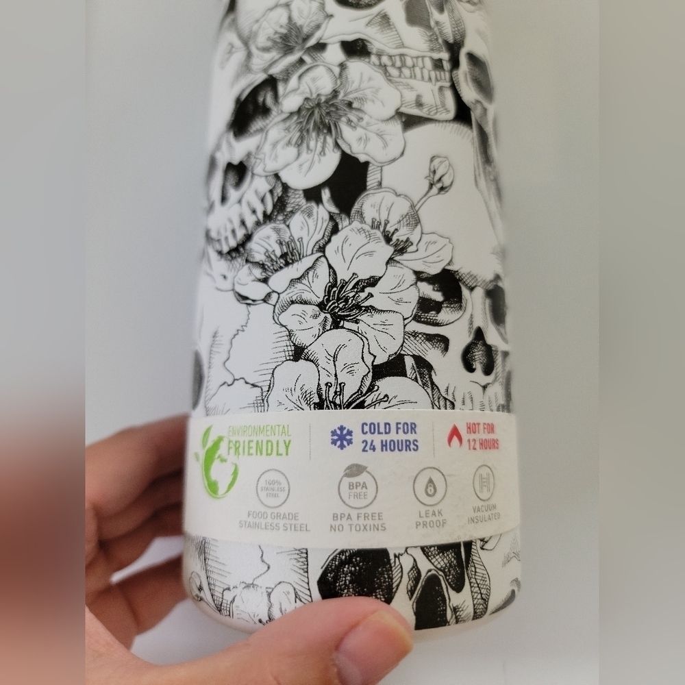 Hydrapeak Artisan Stainless Steel Insulated Bottle Skull Floral, 32 oz - Picture 8 of 8